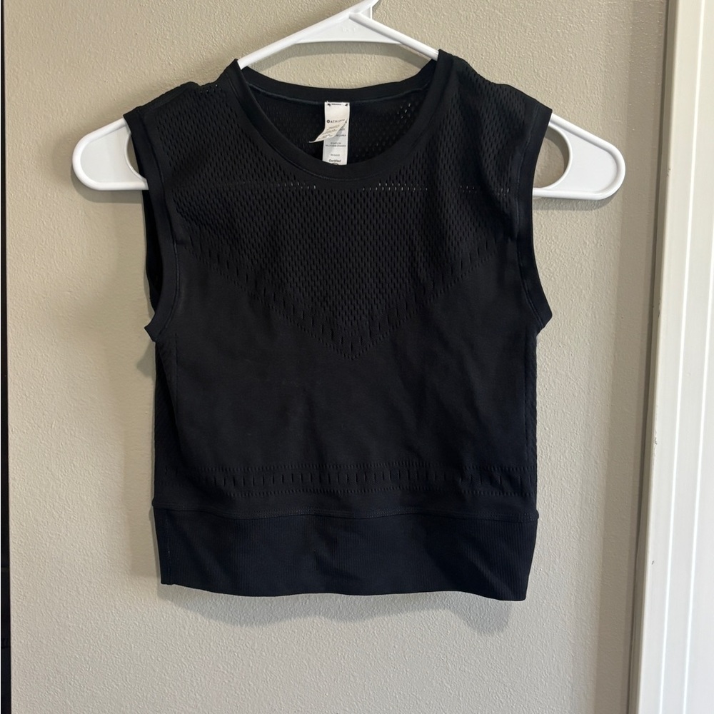 Athleta Black Mesh Muscle Tee